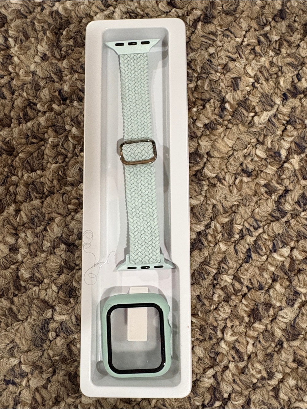 Mint Green Braided Watch Band with Protective Case - Compatible Wearable